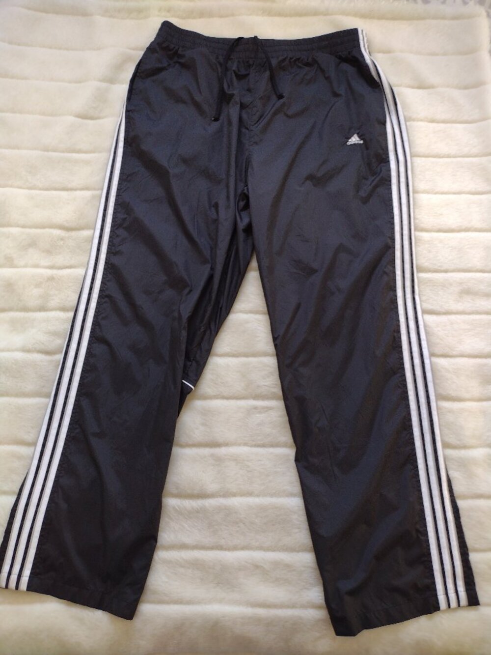 Vintage Adidas Men's Track Pants 2006 Nylon 2XL Black Mesh Lined